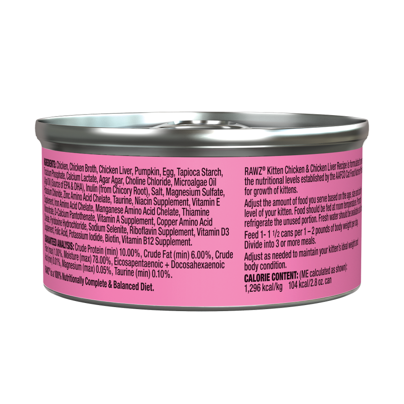 Rawz Kitten Pate Canned Cat Food, Chicken & Chicken Liver, 2.8-oz image number null