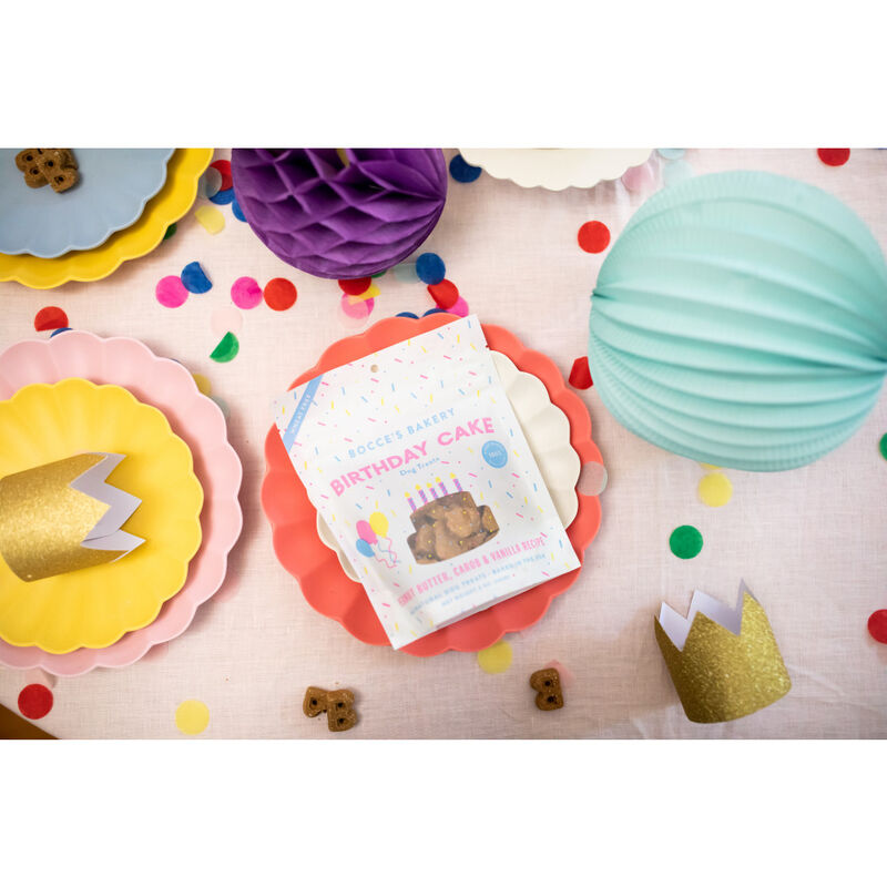 Bocce's Bakery Oven-Baked Biscuit Dog Treats, Birthday Cake, 5-oz image number null