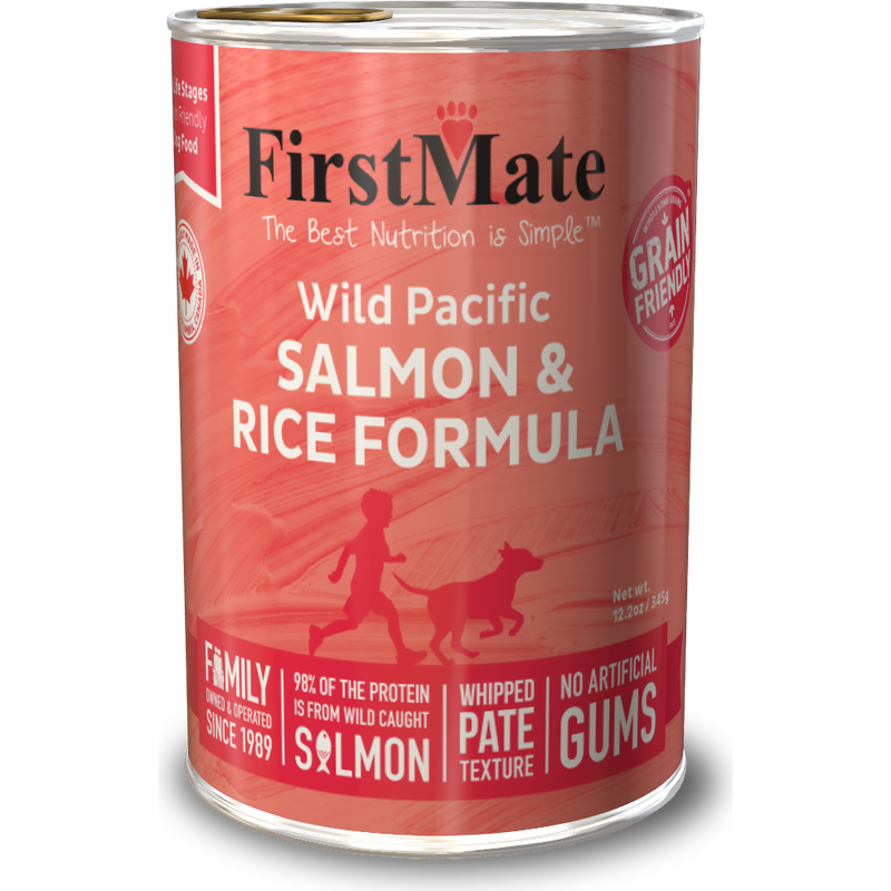 FirstMate Grain Friendly Canned Dog Food, Salmon & Rice, 12.2-oz image number null