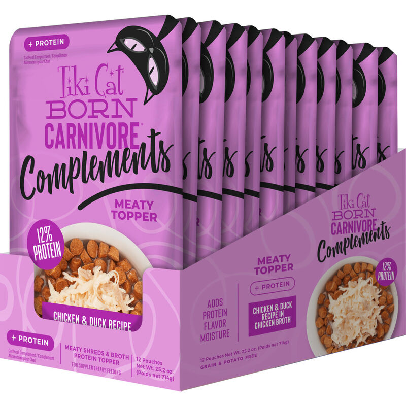 Tiki Cat Born Carnivore Complements Wet Cat Food Topper, Chicken & Duck, 2.1-oz image number null