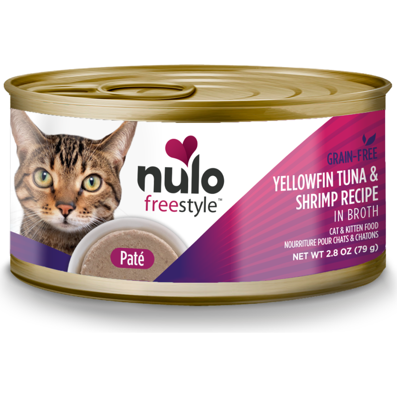 Nulo Freestyle Grain-Free Canned Cat Food, Pate, Yellowfin Tuna & Shrimp, 2.8-oz image number null