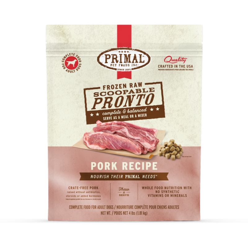 Primal Pronto Raw Frozen Dog Food, Pork, 4-lb image number null