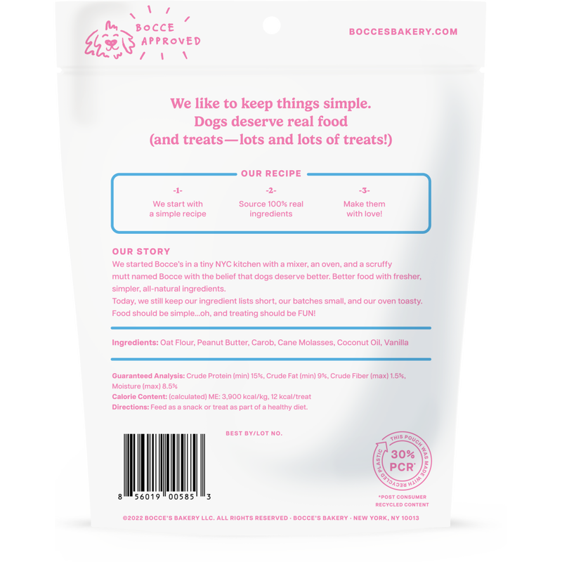 Bocce's Bakery Oven-Baked Biscuit Dog Treats, Birthday Cake, 5-oz image number null