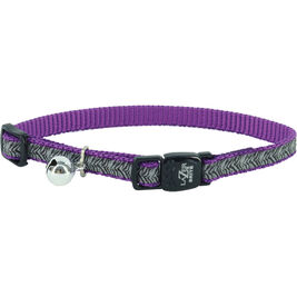 Coastal Lazer Brite Reflective Adjustable Breakaway Cat Collar, Purple Animal Print