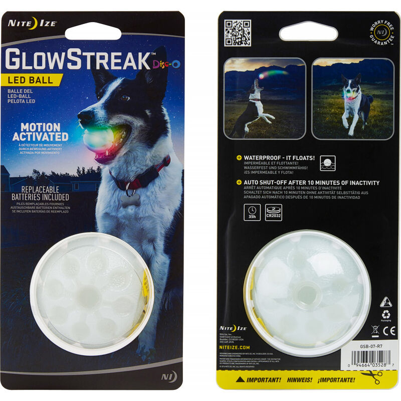 Nite Ize GlowStreak LED Ball Dog Toy, Disc-O image number null