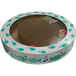 PetRageous Designs Interactive Corrugated Cat Scratcher with Jingle Balls, White