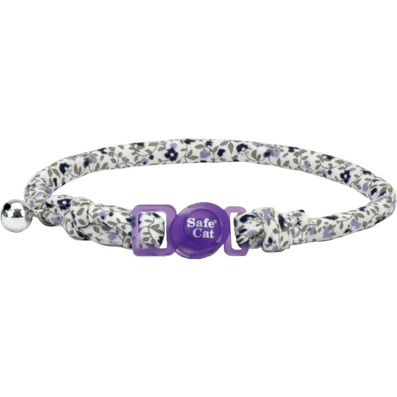 Coastal Round Cat Collar, Purple Floral image number null