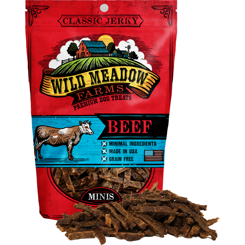 Wild Meadow Farms Classic Jerky Minis Dog Treats, Beef, 3.5-oz image number null