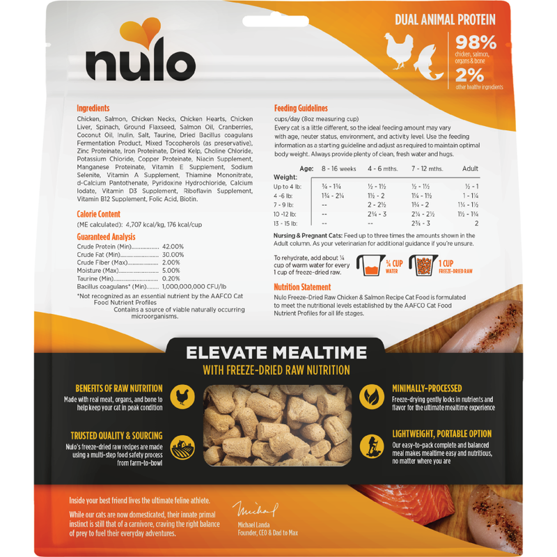 Nulo Grain-Free Freeze-Dried Raw Cat Food, Chicken & Salmon image number null