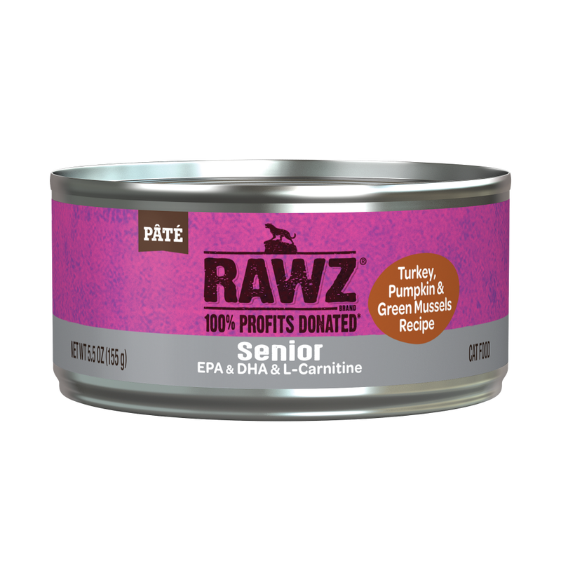 Rawz Senior Pate Canned Cat Food, Turkey Pumpkin & NZ Green Mussels, 5.5-oz image number null