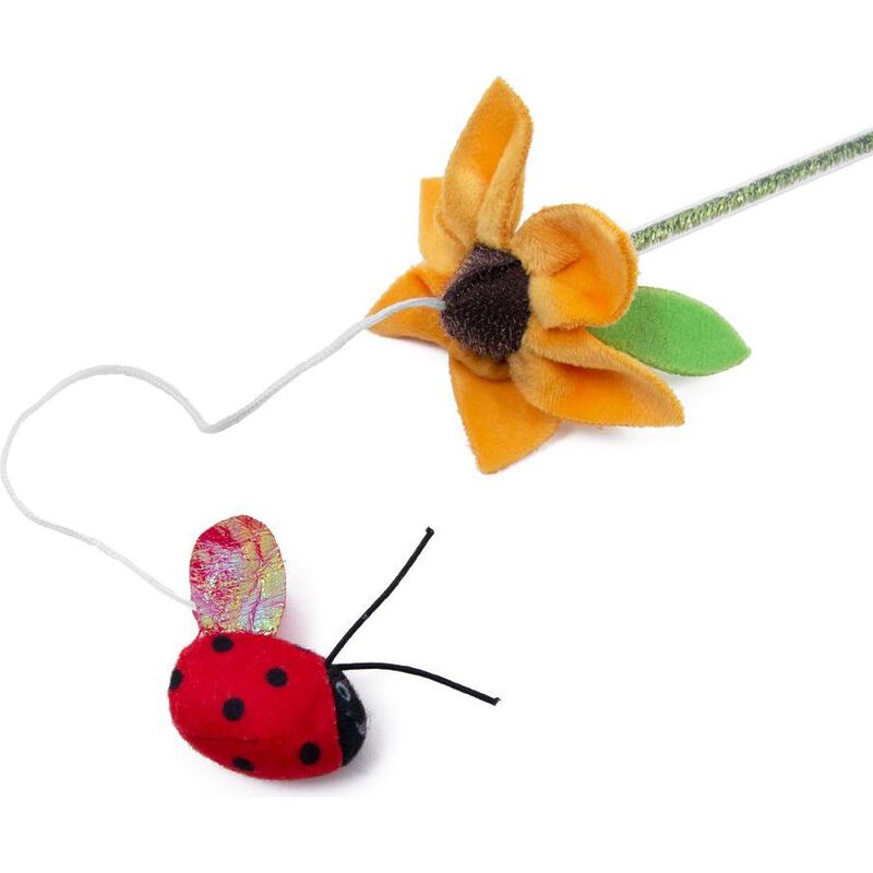 Great & Small Fiesta Dangler Wand Cat Toy, Ladybird with Flower image number null