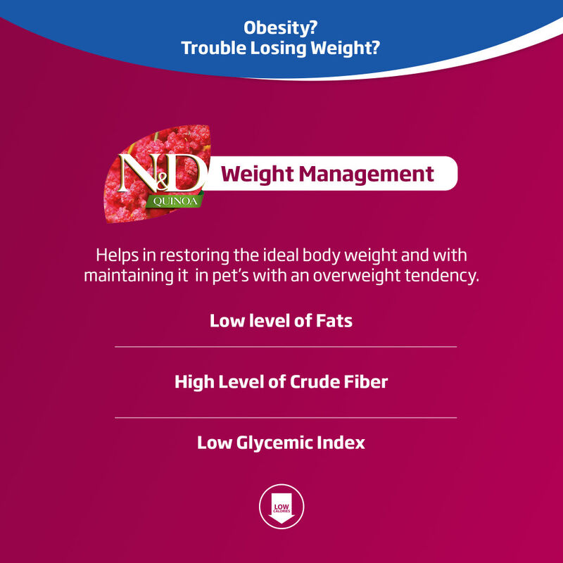 Farmina N&D Quinoa Dry Dog Food, Weight Management, Lamb image number null