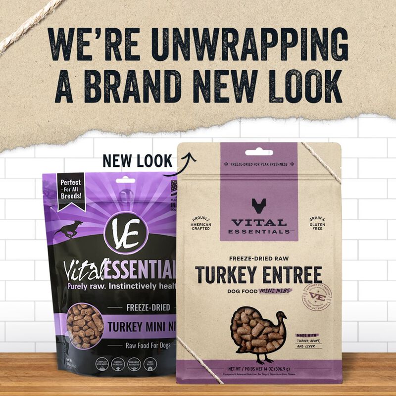Vital Essentials Raw Freeze-Dried Dog Food, Turkey, Mini Nibs, 14-oz image number null