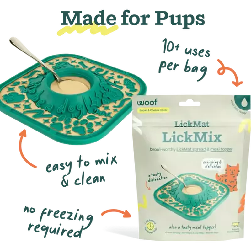 Woof LickMix Spread & Pet Meal Topper, Bacon & Cheese, 5.5-oz image number null