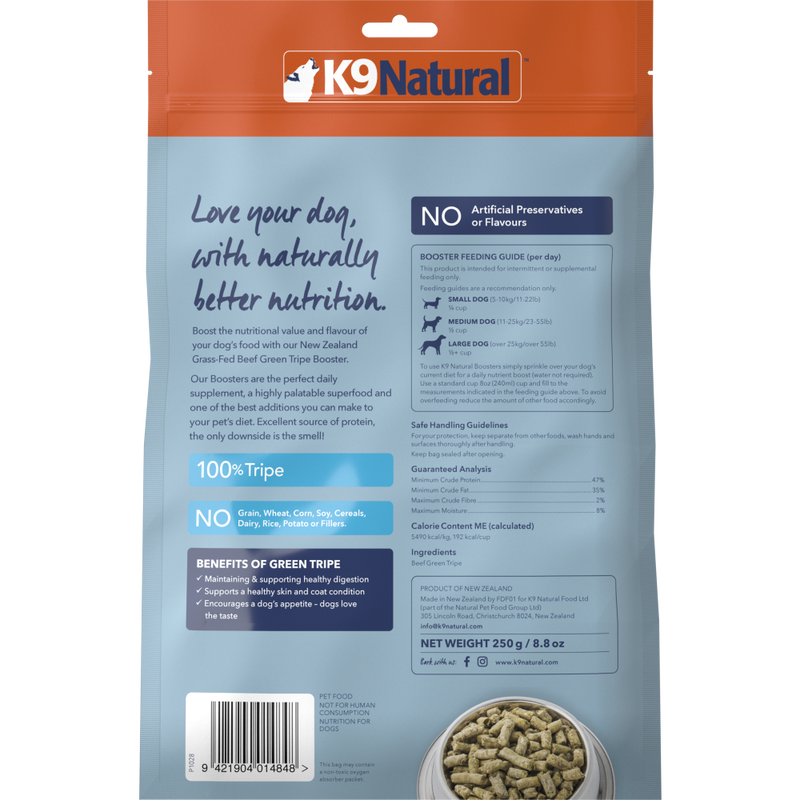 K9 Natural Booster Freeze-Dried Dog Food Topper, Beef Green Tripe, 8.8-oz image number null