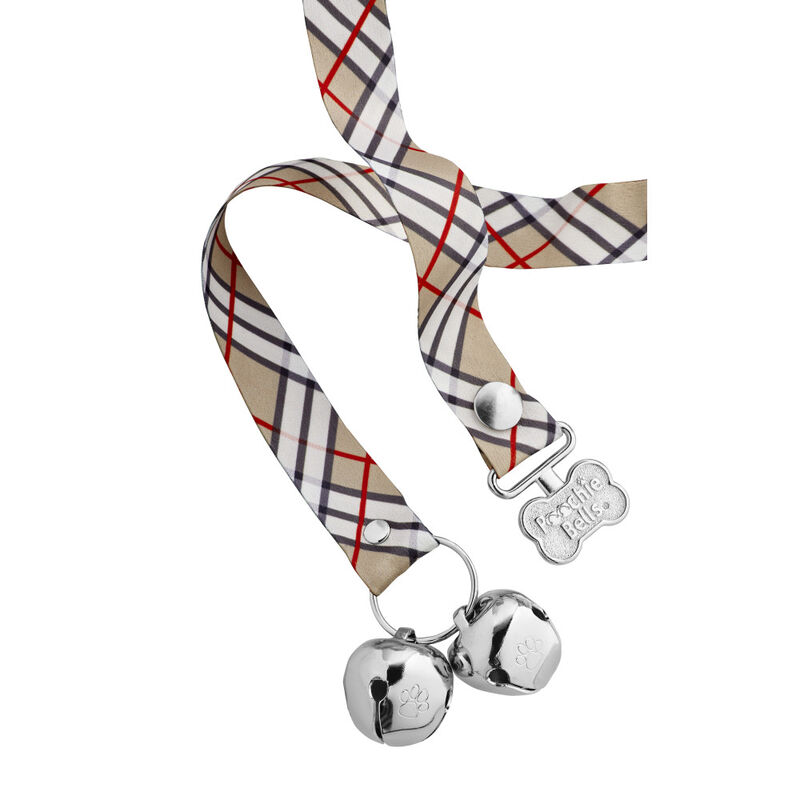 PoochieBells Dog Housetraining Doorbell, Double-Sided, Plaid London image number null