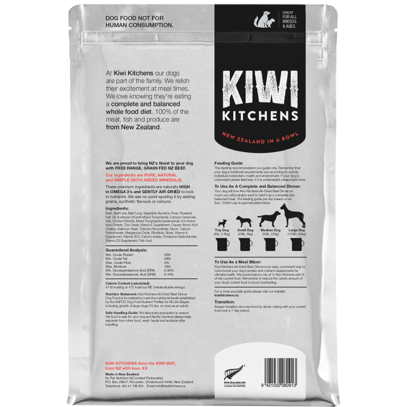 Kiwi Kitchens Air-Dried Dog Food, Beef, 4.4-lb image number null
