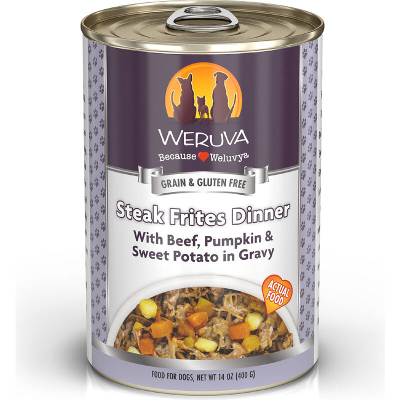 Weruva Classic Canned Dog Food, Steak Frites Dinner, Beef & Pumpkin, 14-oz image number null