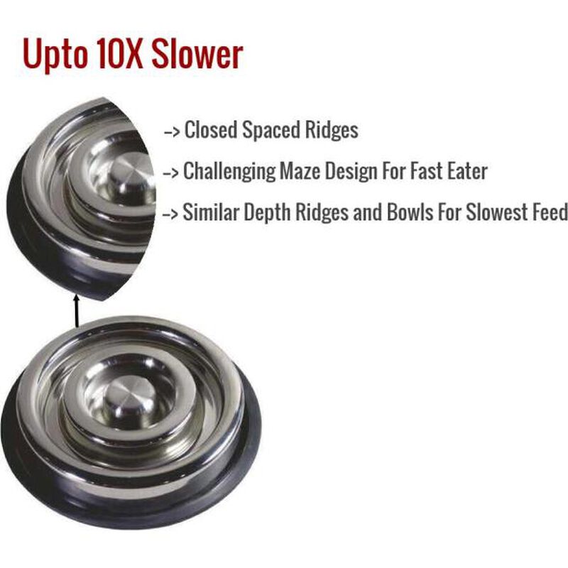 Indipets Stainless Steel Spiral Slow Feed Dog Bowl image number null