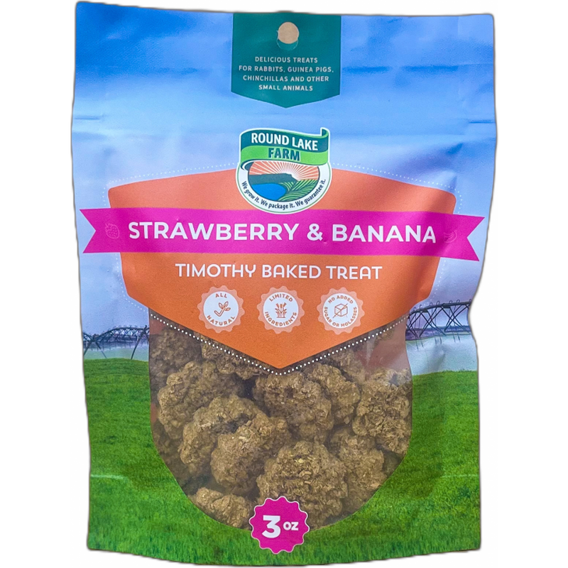 Round Lake Farm Timothy Baked Small Animal Treats, Strawberry & Banana, 3-oz image number null
