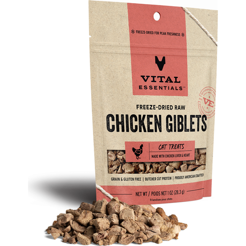 Vital Essentials Raw Freeze-Dried Cat Treats, Chicken Giblets, 1-oz image number null