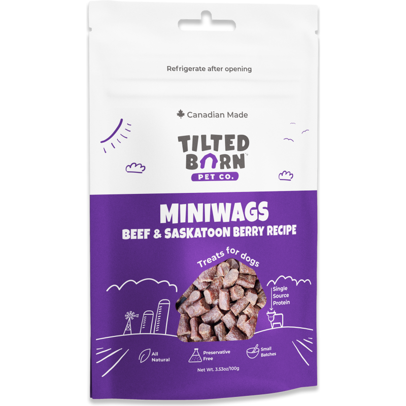 Tilted Barn Miniwags Dog Treats, Beef and Saskatoon Berry, 3.53-oz image number null