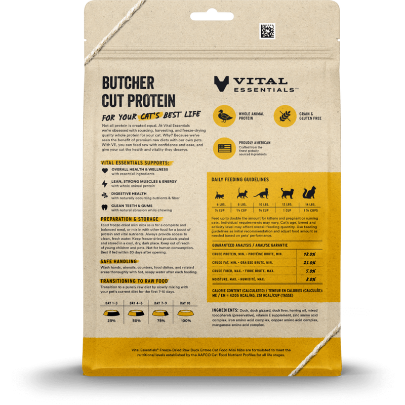 Vital Essentials Raw Freeze-Dried Cat Food, Duck, Mini Nibs, 12-oz image number null