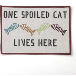 PetRageous Designs Tapestry Pet Placemat, One Spoiled Cat, 13-in x 19-in