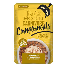 Tiki Cat Born Carnivore Complements Wet Cat Food Topper, Chicken, 2.1-oz
