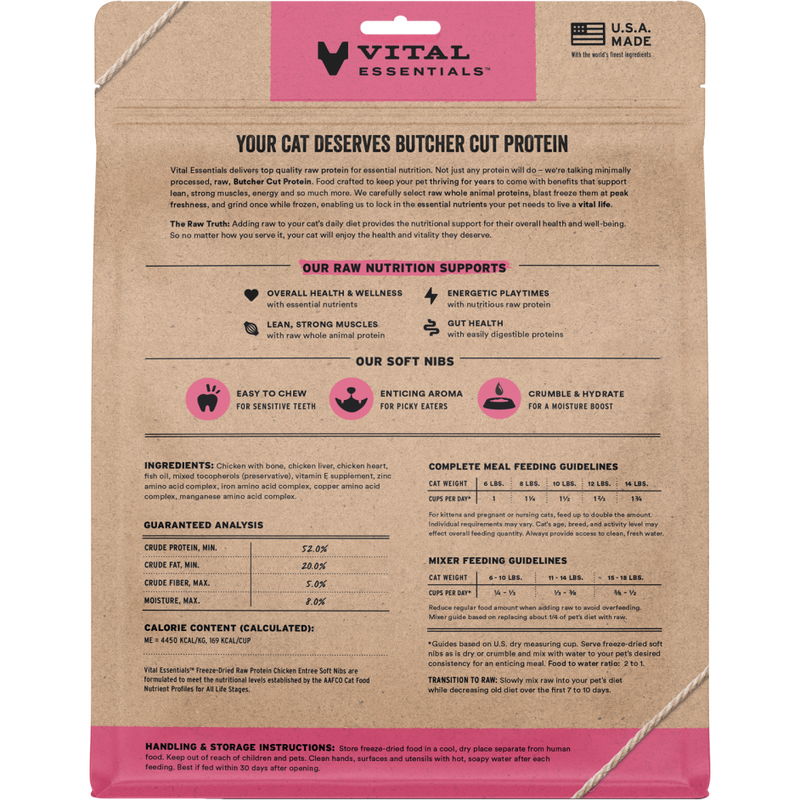 Vital Essentials Raw Freeze-Dried Cat Food, Chicken, Soft Nibs, 12-oz image number null