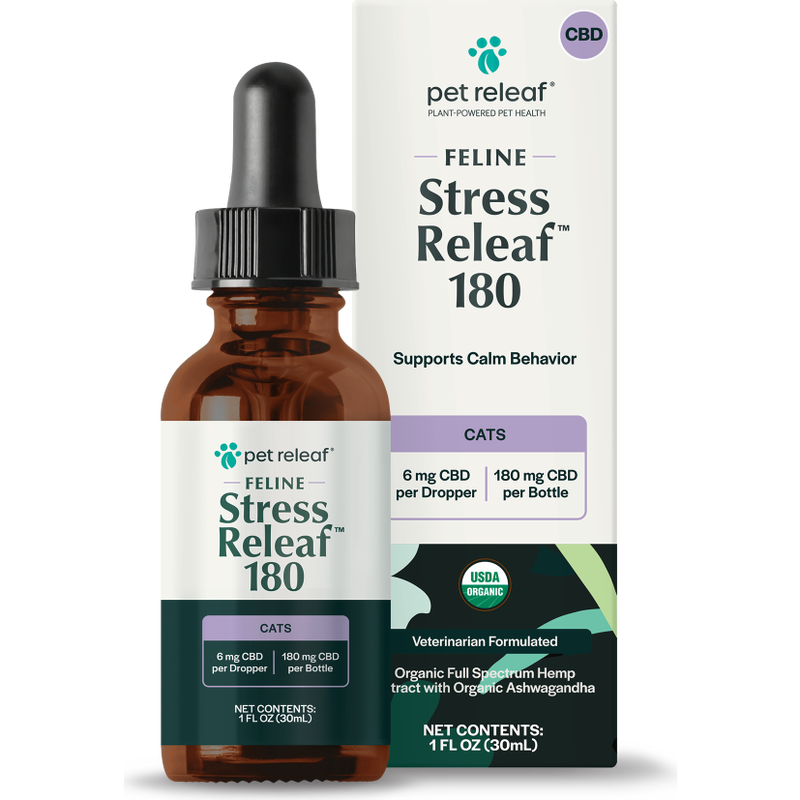Pet Releaf Hemp Oil Feline Stress Releaf Cat Supplement, 180 mg, 1-oz image number null