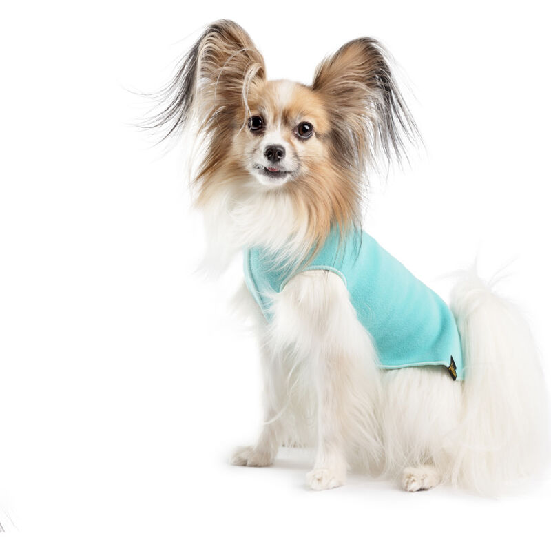 Gold Paw Stretch Fleece Dog Coat, Turquoise image number null