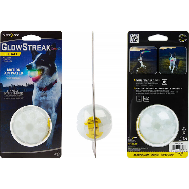 Nite Ize GlowStreak LED Ball Dog Toy, Disc-O image number null