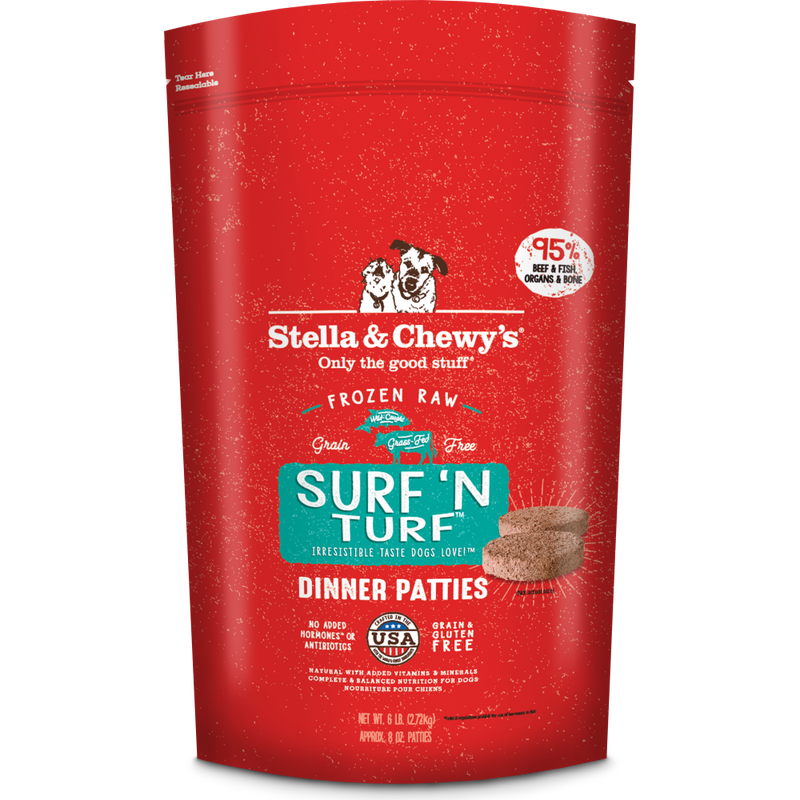 Stella & Chewy's Dinner Patties Raw Frozen Dog Food, Surf 'N Turf, 6-lb image number null