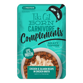 Tiki Cat Born Carnivore Complements Wet Cat Food Topper, Chicken & Salmon, 2.1-oz