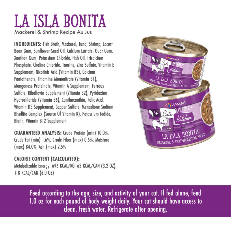 Cats in the Kitchen Originals Canned Cat Food, La Isla Bonita, Mackerel & Shrimp, 6-oz image number null