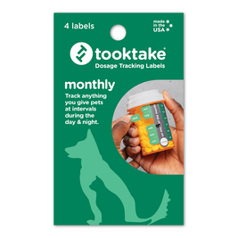 Tooktake Dosage Reminder Labels, Monthly, 4-count