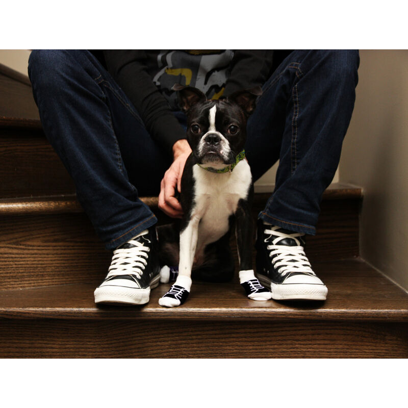 RC Pets Fun PAWks Dog Socks, Black Sneakers image number null