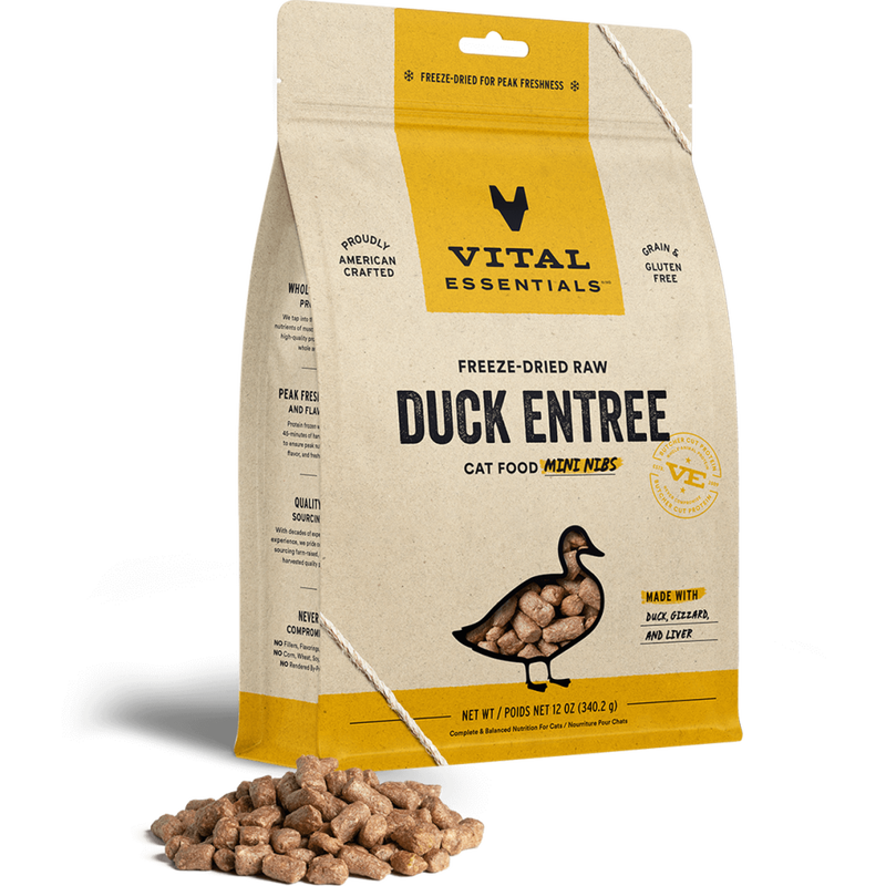 Vital Essentials Raw Freeze-Dried Cat Food, Duck, Mini Nibs, 12-oz image number null