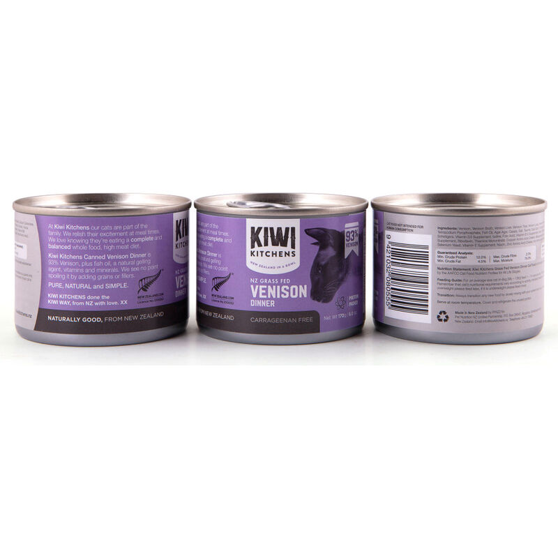 Kiwi Kitchens Canned Cat Food, Venison, 6-oz image number null