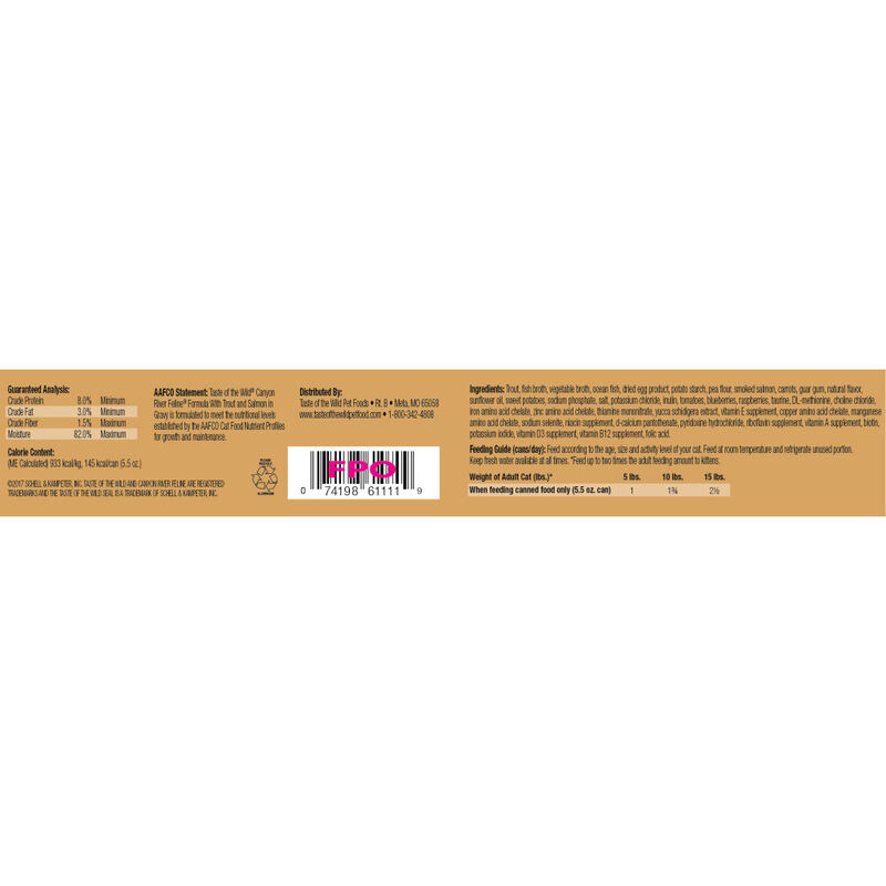 Taste of the Wild Grain-Free Canned Cat Food, Canyon River image number null