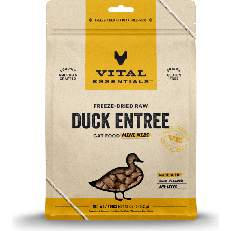 Vital Essentials Raw Freeze-Dried Cat Food, Duck, Mini Nibs, 12-oz image number null