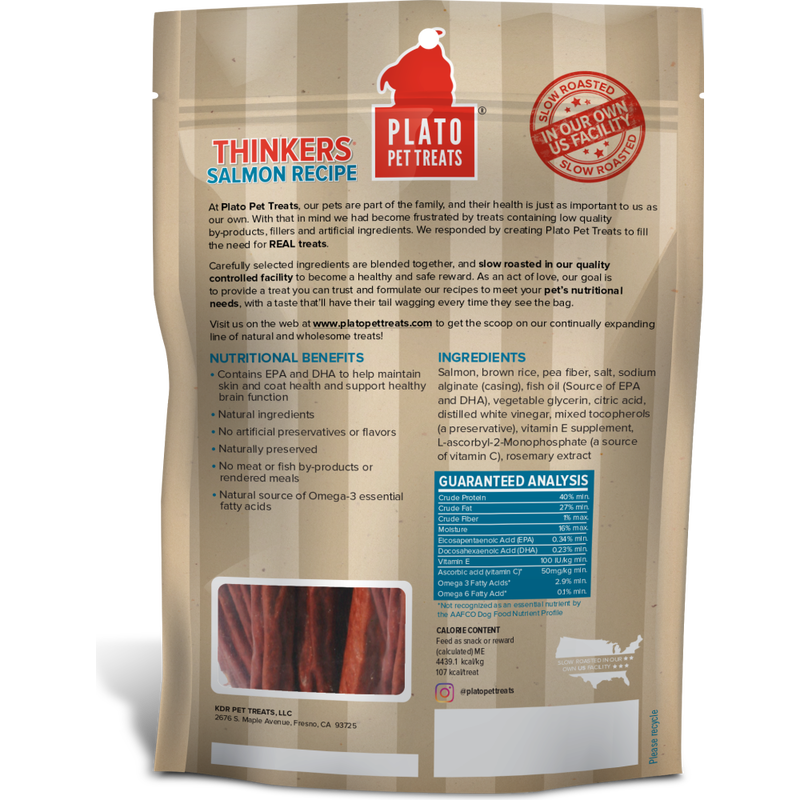 Plato Thinkers Real Sticks Dog Treats, Salmon, 10-oz image number null