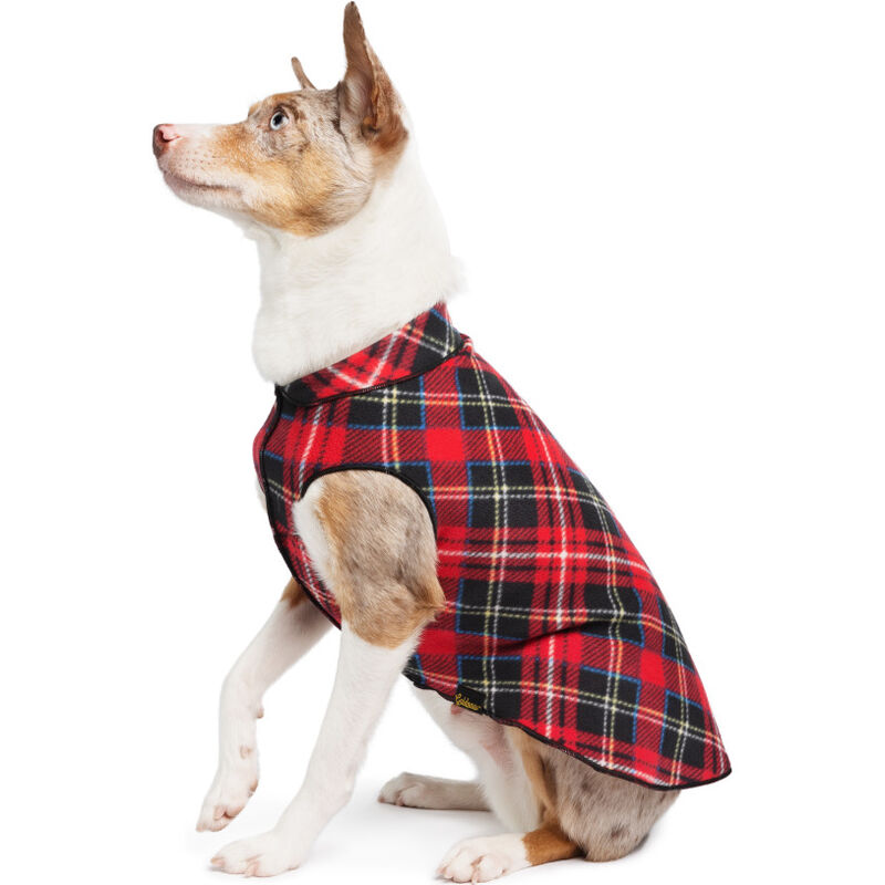 Gold Paw Stretch Fleece Dog Coat, Red Plaid image number null