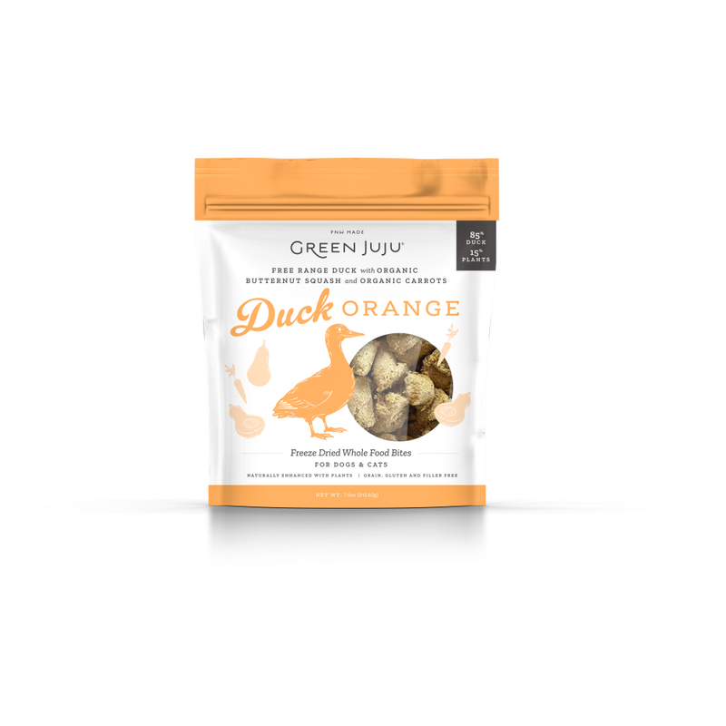 Green Juju Freeze-Dried Dog & Cat Food Topper, Duck Orange, 7.5-oz image number null