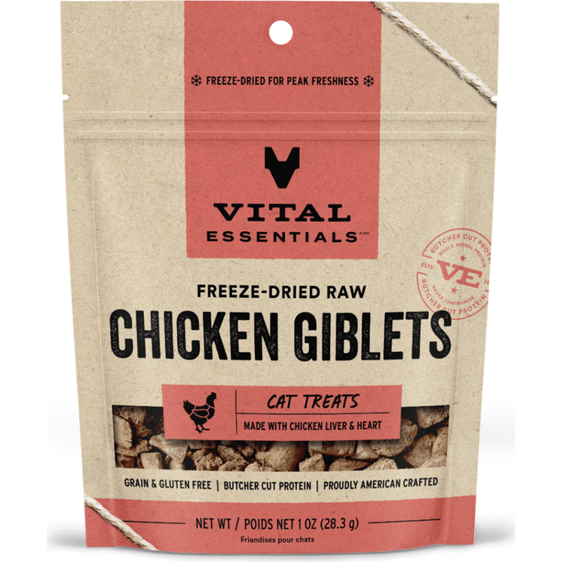 Vital Essentials Raw Freeze-Dried Cat Treats, Chicken Giblets, 1-oz image number null
