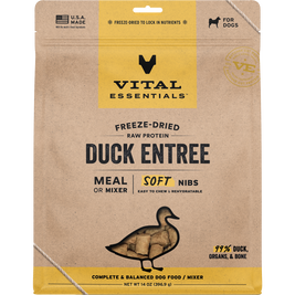 Vital Essentials Raw Freeze-Dried Dog Food, Duck, Soft Nibs, 14-oz