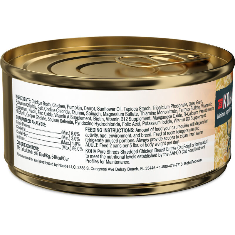 Koha Pure Shreds Canned Cat Food, Chicken image number null