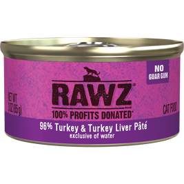 Rawz 96% Pate Canned Cat Food, Turkey & Turkey Liver