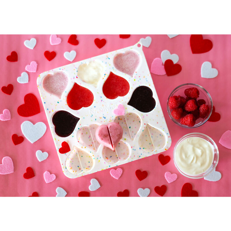 Messy Mutts Bake & Freeze Silicone Dog Treat Maker, Hearts, Confetti image number null